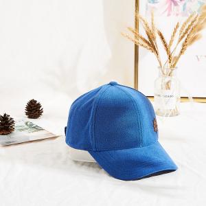 Winter Blue Towel Velvet Warm Leather Patch Sun Hat