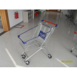 China 80L 4 Wheels Supermarket Grocery Shopping Cart With Front Bumpers supplier