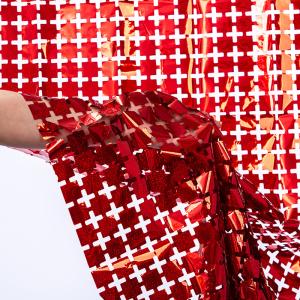 China Waterproof Red Foil Fringe Curtain 1*2m Square Foil Backdrop wholesale