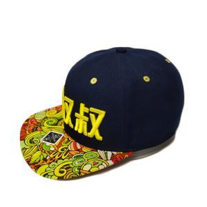 China Custom Sublimated Printed Brim Hip Hop Snapback Hat With 3D Embroidery supplier