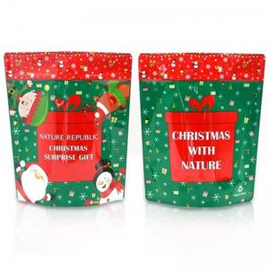 Matte Transparent Plastic Christmas Stand Up Pouch Smell Proof Snack Packaging Bag
