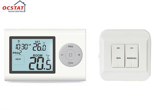Large LCD Display wireless boiler thermostat Programmable , RF Heating Room