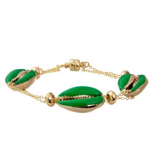 Colorful Shell Minimalist Personalized 14K Gold-Plated Magnetic Chain Link Bracelet