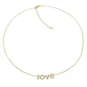 Gold Plated Letter Pendant Necklace LOVE 925 Sterling Silver Initial Necklace