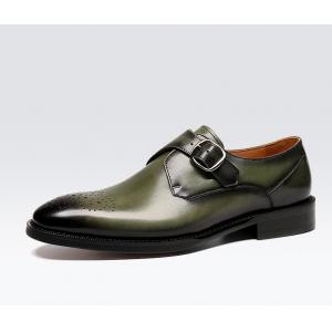 China Oxford Leather Mens Buckle Dress Shoes green / Black Gentleman Dress Shoes supplier