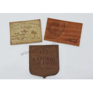 Brown PVC TPU Stitched On Jeans Leather Label SGS Embossed Leather Tags