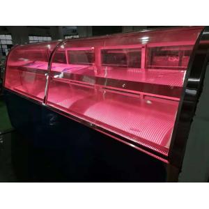 Transparent Deli Display Refrigerator With Heater Glass Door / Freshing Beef Display Showcase