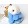 Dark Grey Real Rabbit Fur Keychain Cute Plush Animal Shape For Garment