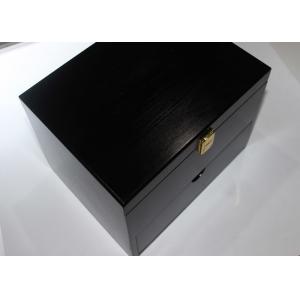 China Woman Solid Wood Jewelry Box , Black Color Handcrafted Wood Decorative Boxes supplier