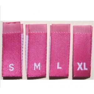 China 100 pcs HOT PINK WOVEN CLOTHING LABELS, SIZE TAGS S, M, L, XL (25pcs each) supplier