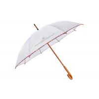 China White Pongee Materials Promotional Golf Umbrellas Logo Printing Wooden J Handle on sale