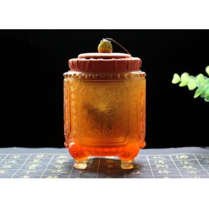 China Azure Stone Exquisite Tea Caddy , Handmade Colored Glaze Tea Canister supplier