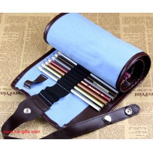 New Blue 38 Hole Pencil Bag School Canvas Painting Stationery Roll Pencil Case Sketch