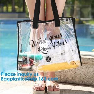 PVC, Nylon, slider closure Stadium Bag, Clear tote Bag, Beach Bag Handbag, Travel & Gym Zippered Tote Bags