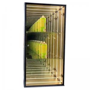 China 2024 Luxury Wooden LED Light Neon Mirror Display Case for Wall Mounted Wine Cabinet supplier