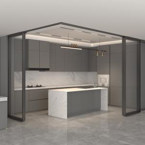 OEM Aluminum Modular Kitchen With Pantry Cabinets Glass Door