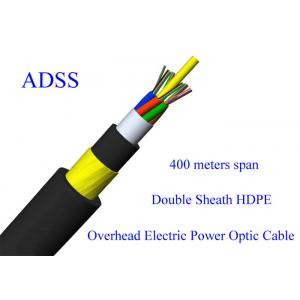 ADSS Fiber Optic  Armoured Cable G652D 48B1.3 11KN Span 400M 13.4mm 48 Core PE HDPE