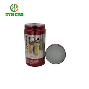 China Food Tin Can Commercial Round Metal Tea Container All-Over Printing supplier