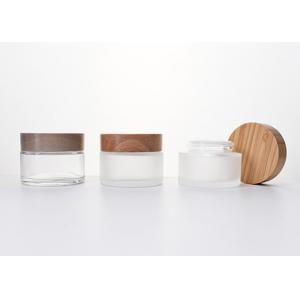 50ML GlASS EMPTY JARS WITH WOODEN LID,BAMBOO CAP SKINCARE LOTION COMESTIC PACKAGING NATUREL FRIENDLY COMESTIC PACKAGING