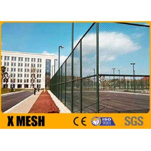 PVC Coated Wire Mesh Diamond Cyclone Chain Link Fence 5.0m For Basketball Courts