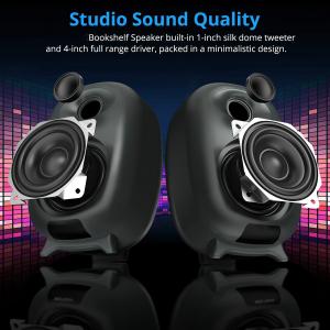 Three Equalizer Mode Powered Wireless Bookshelf Speakers Metal Grey Color For TV