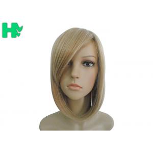 China Short Straight Top Closure Synthetic Hair Pieces High Temperature Fiber Blond Hair Wig supplier