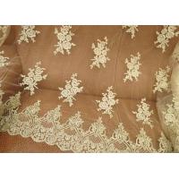 China Vintage Corded Floral Gold Bridal Lace Fabric , Embroidered Net Lace Fabric For Gown on sale