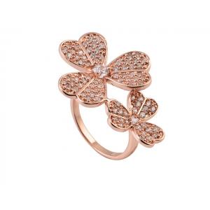 China 2013 NEW 925 Sterling Silver Jewellery  - Silver Clover Ring With Rose Gold Color supplier
