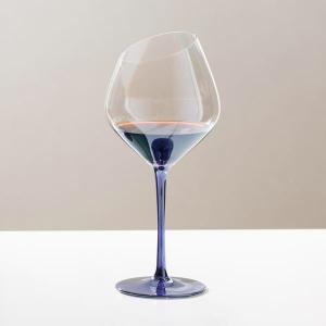China Lead Free 550ml Glass Drinking Goblets 19 Ounce Angled Iridescent Wine Glasses supplier