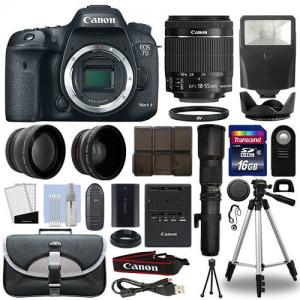 Canon 7D Mark II DSLR Camera+ 4 Lens 18-55mm IS STM + 500mm + 16GB Telephoto Kit