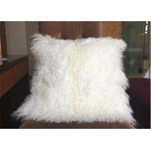 China GENUINE MONGOLIAN SHEEPSKIN LONG CURLY LAMB WOOL FUR CUSHION COVER 40CM supplier