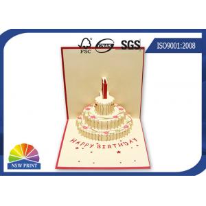 China 3 D Festival Custom Greeting Cards Happy Cake For Birthday Pop Up Card supplier