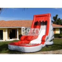 Red And White Big Kid Blow Up Inflatable Water Slides Flame Retardant