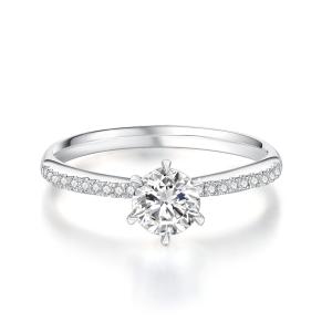 Lab Grown Diamond Ring in Romantic 18K White Gold for Gifts and Parties NGTC Certified Round Synthetic Diamond ring