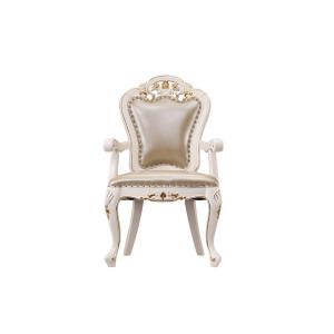 China Luxury Chairs of Ivory White in wooden for Dining room Furniture sets Armchair by Leather upholstered Classic design supplier