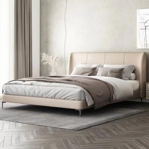 China Twin Bed Luxury Hotel Bedroom Furniture With Solid Wood Leather Bed supplier