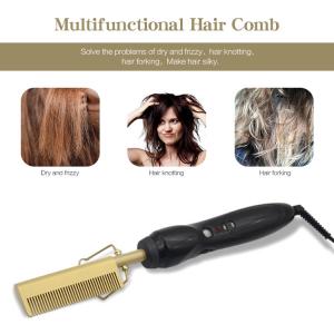 Hair Care Dual Voltage 45W 450F Titanium Hot Iron Comb For Women