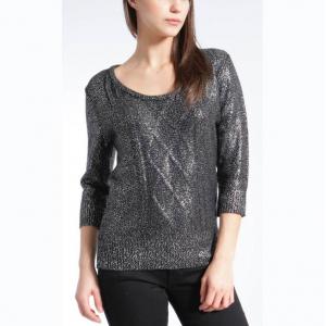 WOMEN'S 100% ACRYLIC FOIL PRINT CABLE KNITTED SWEATER