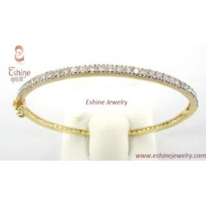 China China Factory one row CZ pave setting Gold Plated Classical 925 Silver Bride Bangle lovely supplier