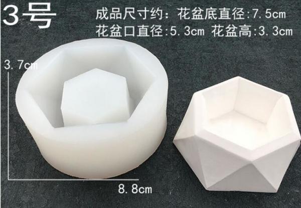 Silicone cement mold for planters, polygon silicone concrete flower pot mold