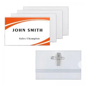 China 3.5*2.15'' Security ID Card Holders With Clip  PVC Name Badge Holder Waterproof supplier