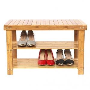 100 % Natural 3 Tier Bamboo Shoe Rack / Stackable Wood Shoe Rack For Living Room