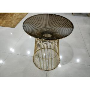 Brown Surface 72cm Wrought Iron Glass Coffee Table