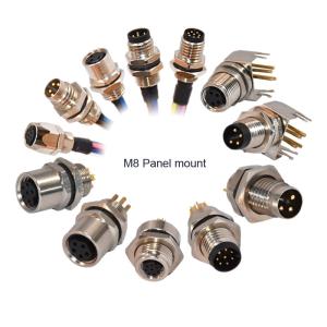 China 3 4 5 6 8 12 pines M8 Montaje en panel Conector a prueba de agua Conector con cola de soldadura PCB supplier