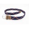 China Dark Blue Mens Elastic Stretch Belts Braided 3.5cm Width With Nickel Buckle wholesale