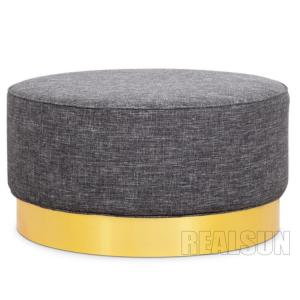 American Style Nisco Round Upholstered Ottoman With Fabric Cover And Memory Foam