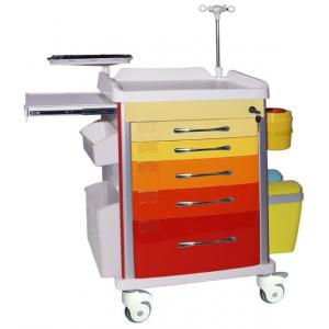 Colorful 5 Locking ABS Drug Storage Medical Trolley With Drawers