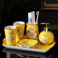 China Glazed Ceramic Bathroom Set , Lotion Dispenser Golf Bathroom Accessories Sets on sale