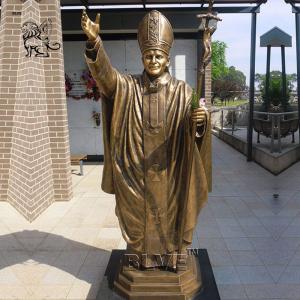 BLVE Bronze Pope Saint St. John Paul II Statue Roman Catholic Religious Life Size Garden Decoration
