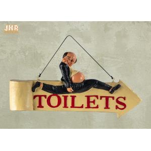 China Funny Toilet Signs Polyresin Statue Figurine Resin Wall Mounted Sign Bar Sign Decor supplier